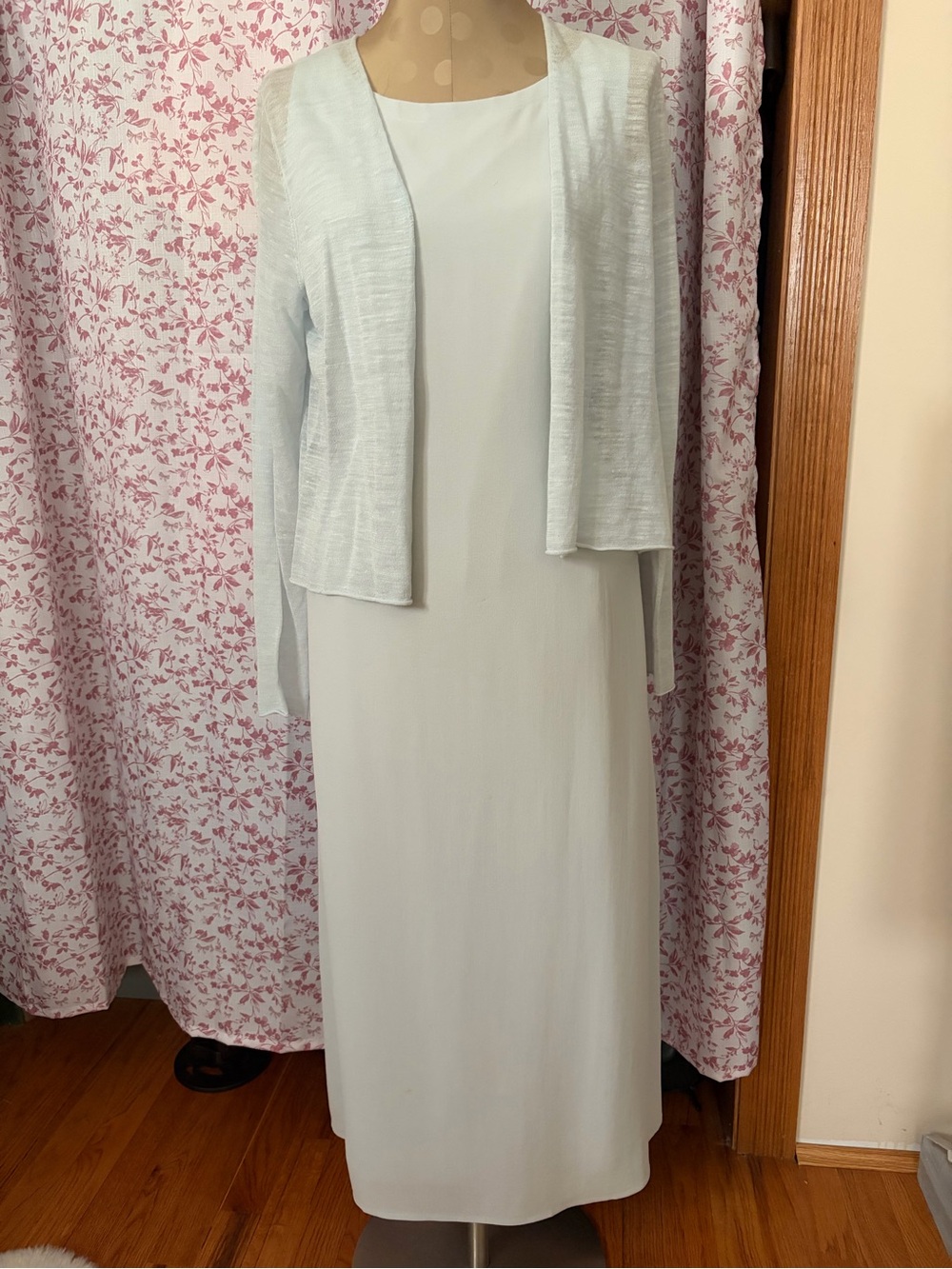 Eileen Fisher Light Blue Two-Piece Dress and Jacket Set